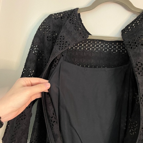 ALL SAINTS "Dakota" Black Eyelet Lace Ruffled Bell-Sleeved Dress Size 4 - Picture 8 of 9